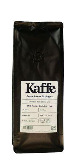 Super Aroma Ekologisk Espresso 500 g. (Hela bönor)