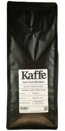 Super Crema Ekologisk espresso 1000 g. (Hela bönor)