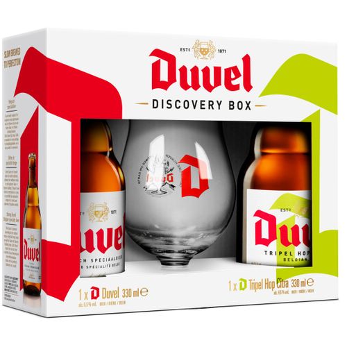 Duvel og Tripel Hop Gaveæske inkl. 1 glas.