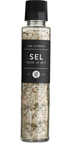 Lie Gourmet, Grinder - salt, basil, garlic, parsley (250g) - Kryddor