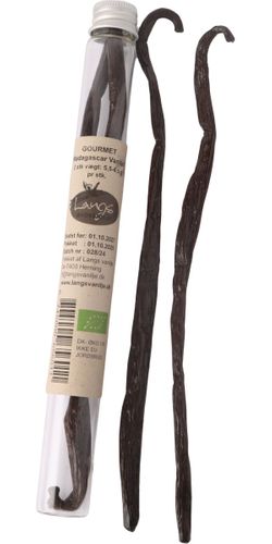 Langs Vanilje, Madagascar Vanilje, Large 2 stk rør, 20 cm, 5-6,5 gram pr stk