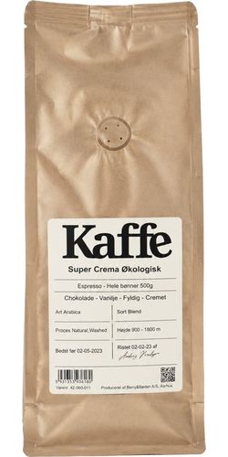 Super Crema Ekologisk espresso 500 g. (Hela bönor)