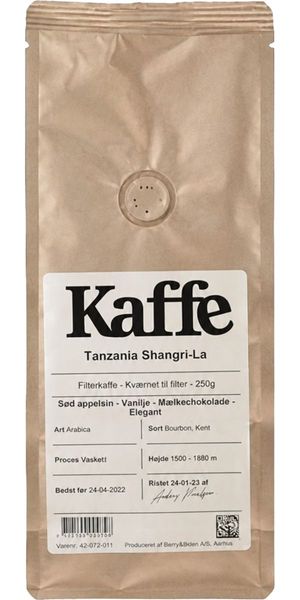 Tanzania Shangri La kaffe 250 g. (Malet kaffet)